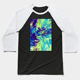 Arctic Split Abstract Blue, Lime and Turquoise Marble Artwork Baseball T-Shirt